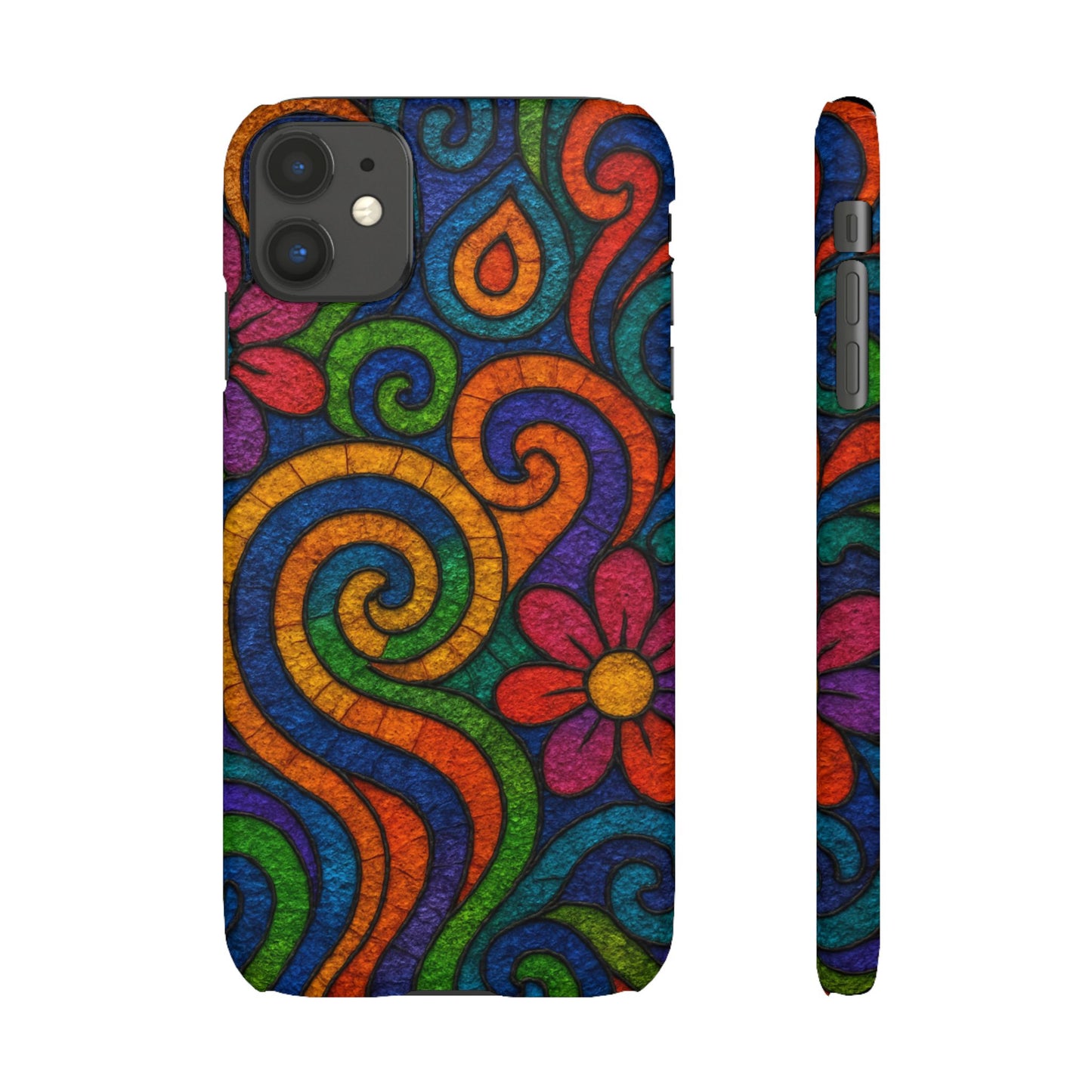 Psychedelic Hippie Phone Case, Boho Rainbow Retro 70s Groovy Art Cover
