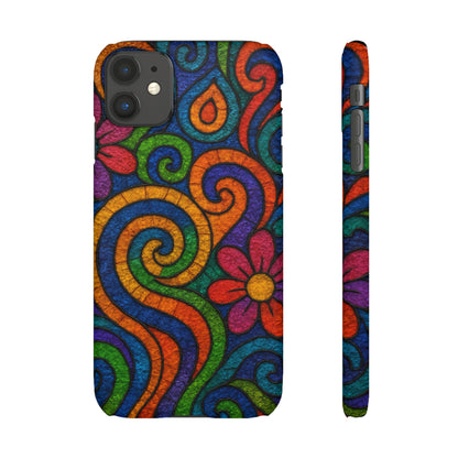 Psychedelic Hippie Phone Case, Boho Rainbow Retro 70s Groovy Art Cover