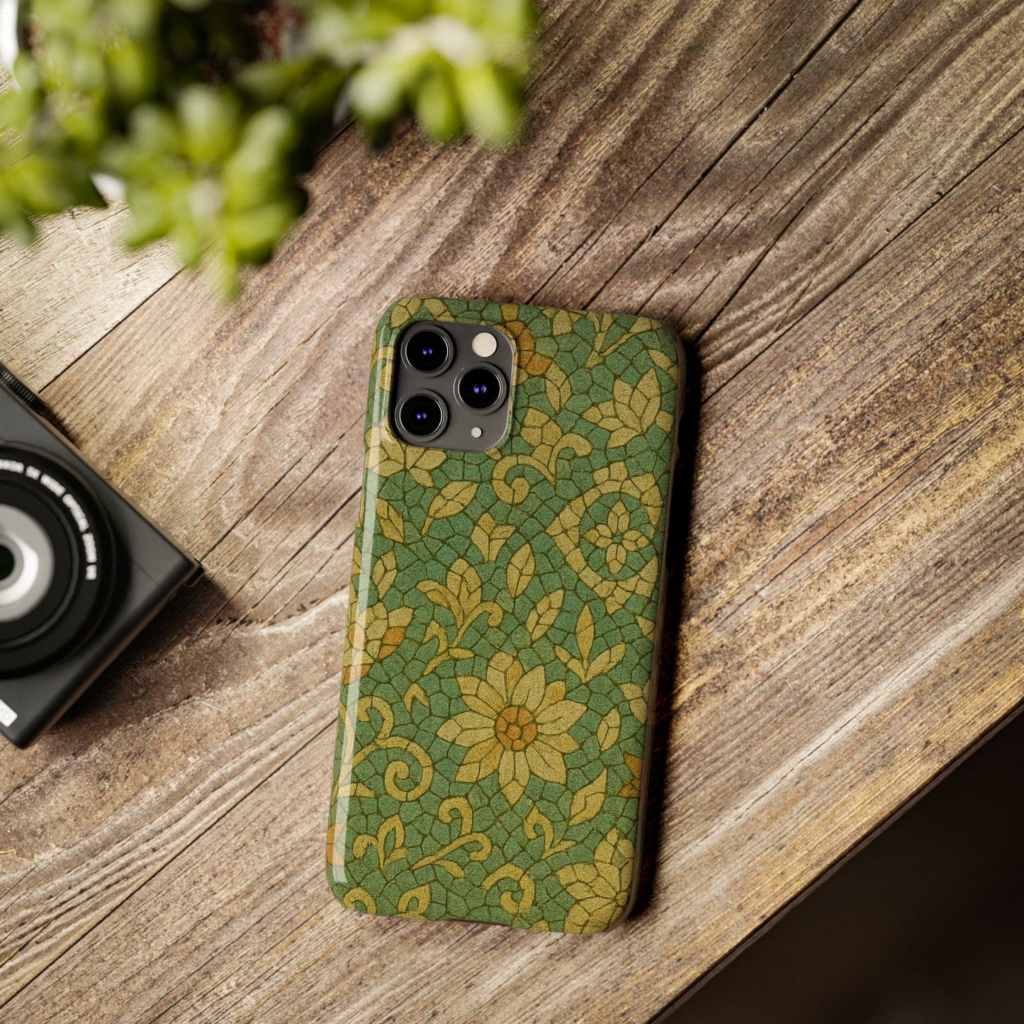 Slim Phone Cases Desert Bloom Boho Mosaic iPhone Case | Handcrafted Ceramic Tile Look | Warm Terracotta & Rose