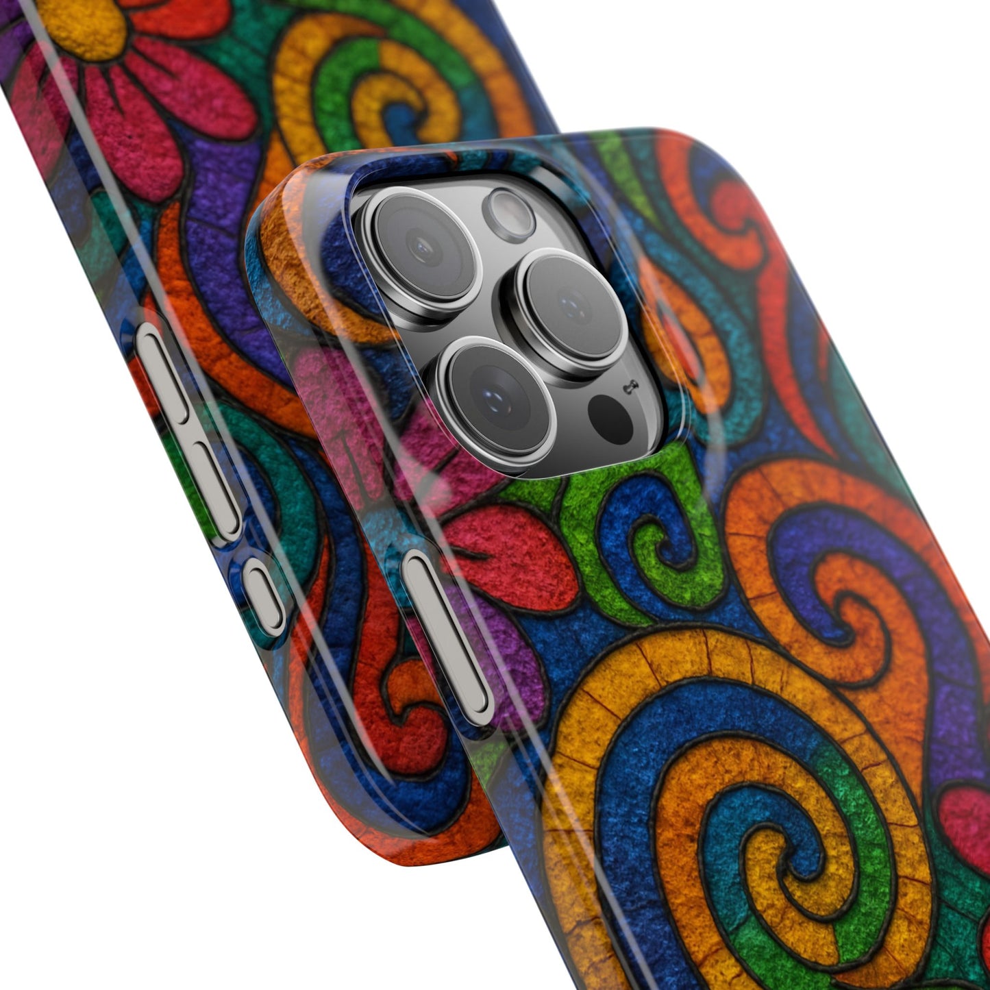 Psychedelic Hippie Phone Case, Boho Rainbow Retro 70s Groovy Art Cover
