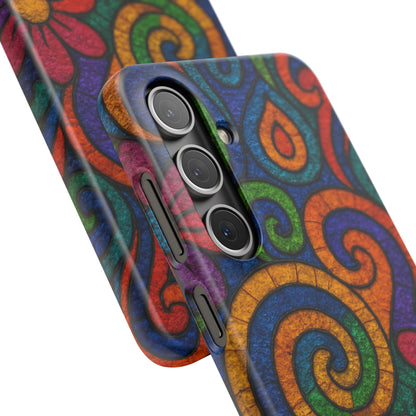 Psychedelic Hippie Phone Case, Boho Rainbow Retro 70s Groovy Art Cover