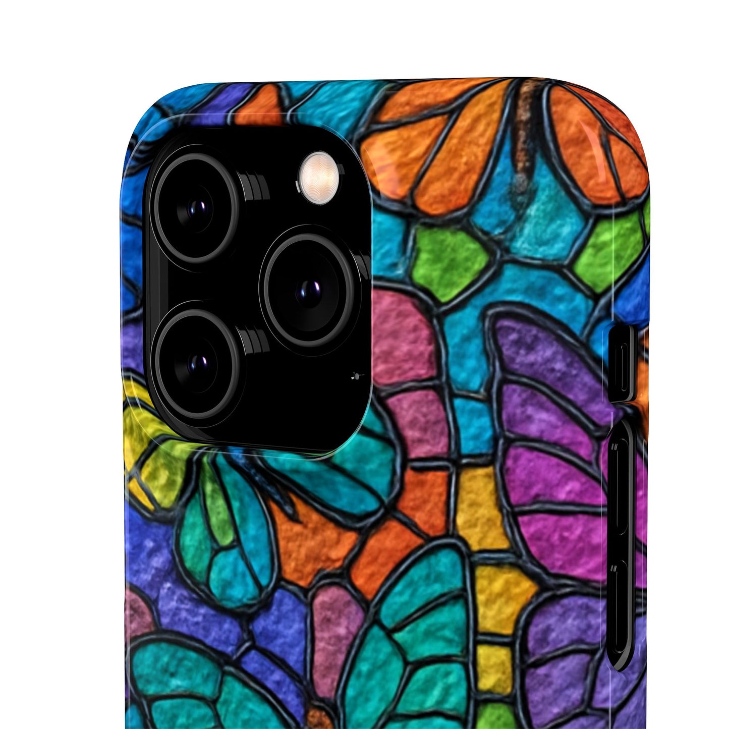 Psychedelic Butterfly Mosaic Phone Case, Trippy Hippie Butterflies,  Rainbow Stained-Glass Art Cover | Boho Festival Aesthetic Case