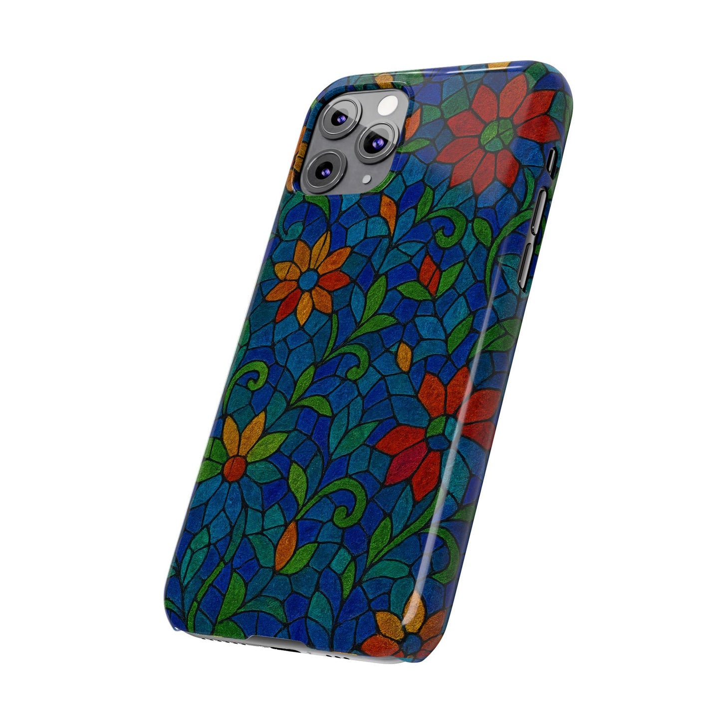 Slim Phone Cases Mystic Aura Mosaic  | 3D Iridescent Glass Tiles | Bohemian Energy Design