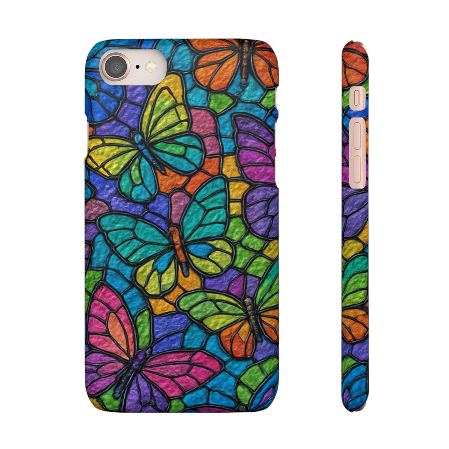 Psychedelic Butterfly Mosaic Phone Case, Trippy Hippie Butterflies,  Rainbow Stained-Glass Art Cover | Boho Festival Aesthetic Case