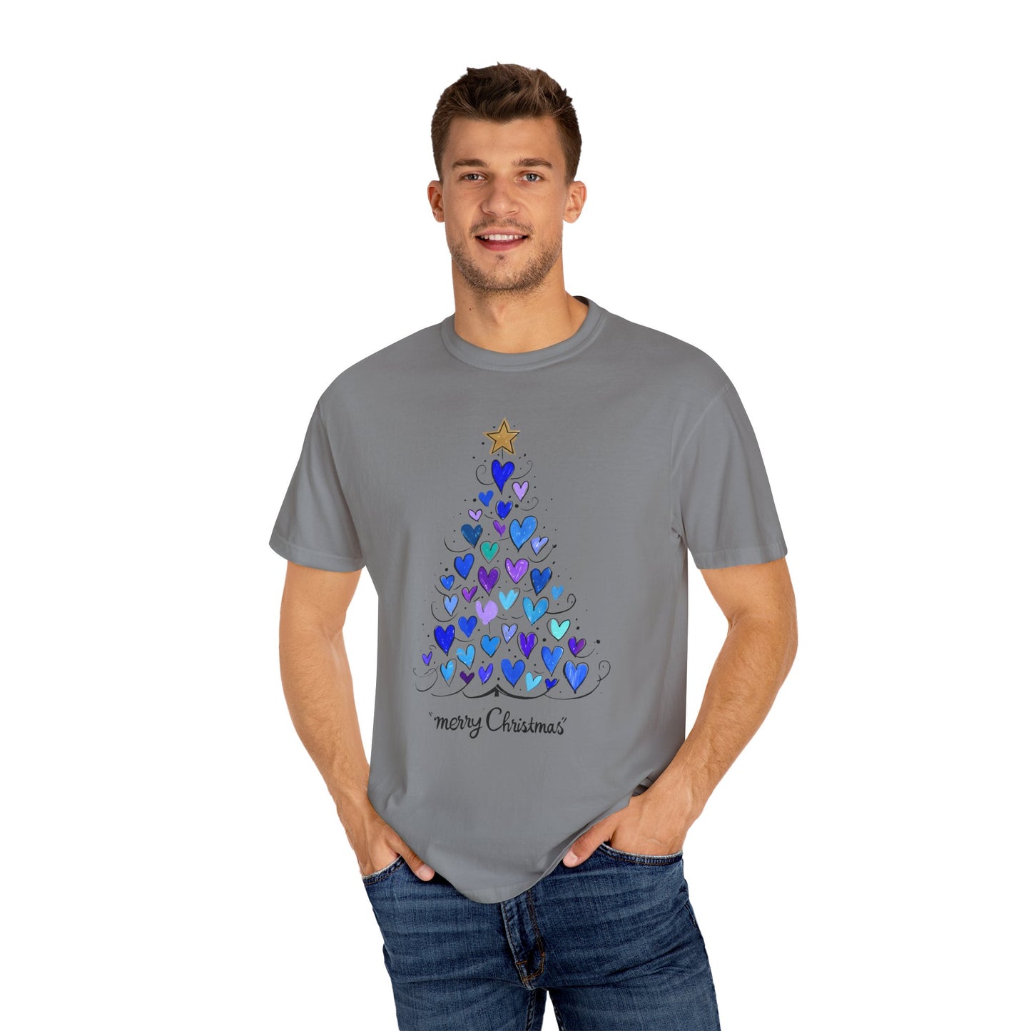 Cute Christmas Tree Heart Unisex T-shirt, Holiday Shirt, Festive Tee, Christmas Gift, Xmas Clothing