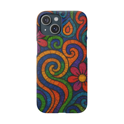 Psychedelic Hippie Phone Case, Boho Rainbow Retro 70s Groovy Art Cover