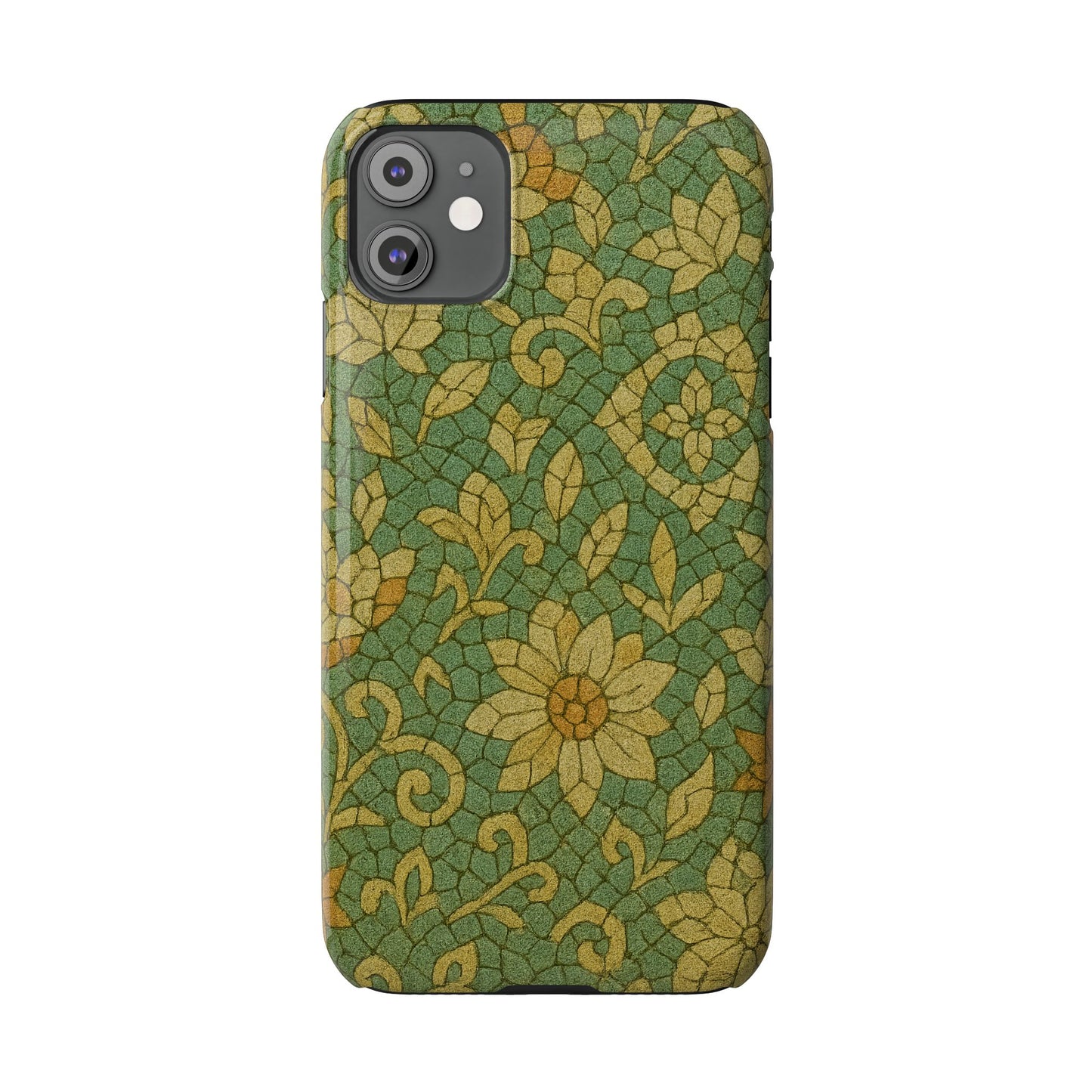 Slim Phone Cases Desert Bloom Boho Mosaic iPhone Case | Handcrafted Ceramic Tile Look | Warm Terracotta & Rose