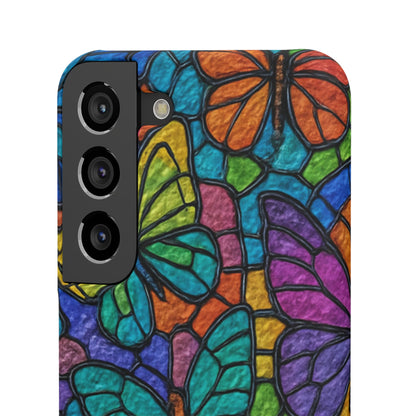Psychedelic Butterfly Mosaic Phone Case, Trippy Hippie Butterflies,  Rainbow Stained-Glass Art Cover | Boho Festival Aesthetic Case
