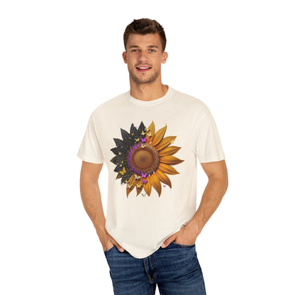 Sunflower Unisex Garment-Dyed T-shirt, Yellow Flower Tee, Floral Shirt, Botanical Top, Nature Lover Gift