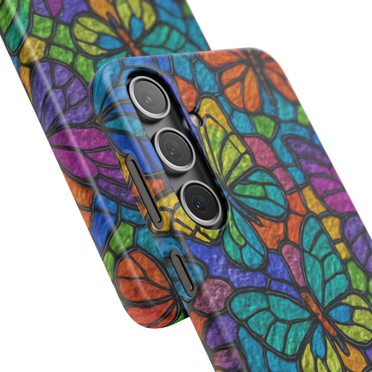 Psychedelic Butterfly Mosaic Phone Case, Trippy Hippie Butterflies,  Rainbow Stained-Glass Art Cover | Boho Festival Aesthetic Case