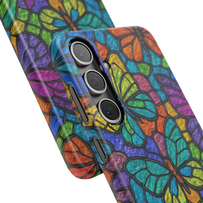 Psychedelic Butterfly Mosaic Phone Case, Trippy Hippie Butterflies,  Rainbow Stained-Glass Art Cover | Boho Festival Aesthetic Case