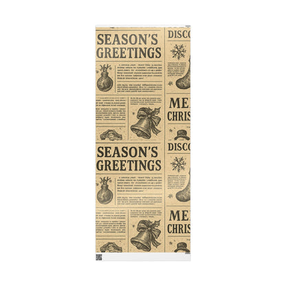 Wrapping Papers Vintage Newspaper Christmas Wrapping Paper | Black & White Retro Holiday Gift Wrap