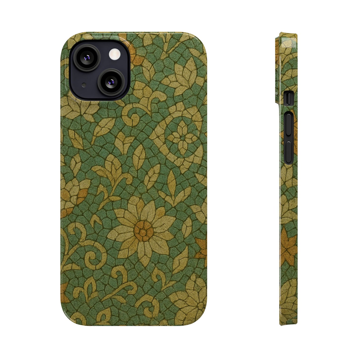 Slim Phone Cases Desert Bloom Boho Mosaic iPhone Case | Handcrafted Ceramic Tile Look | Warm Terracotta & Rose
