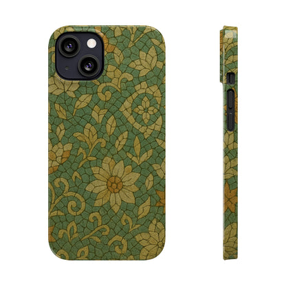 Slim Phone Cases Desert Bloom Boho Mosaic iPhone Case | Handcrafted Ceramic Tile Look | Warm Terracotta & Rose