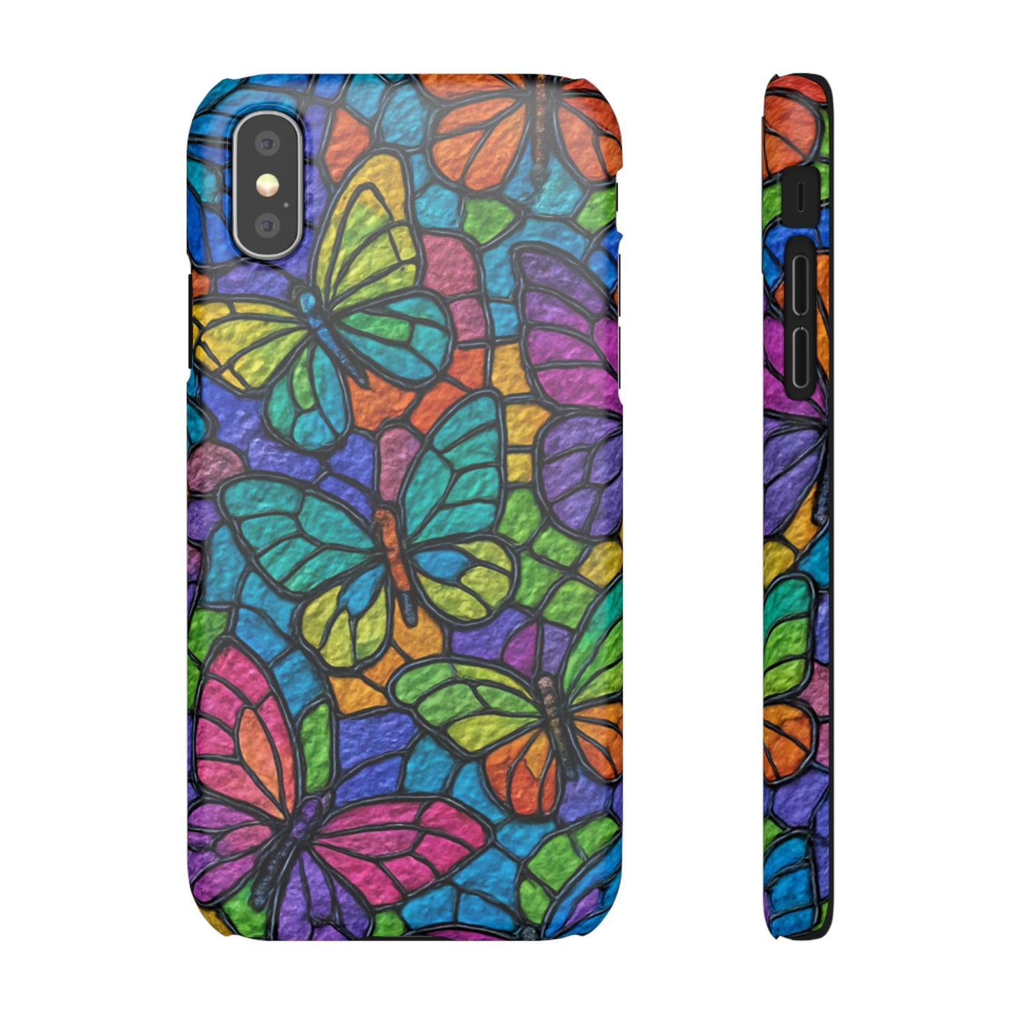 Psychedelic Butterfly Mosaic Phone Case, Trippy Hippie Butterflies,  Rainbow Stained-Glass Art Cover | Boho Festival Aesthetic Case