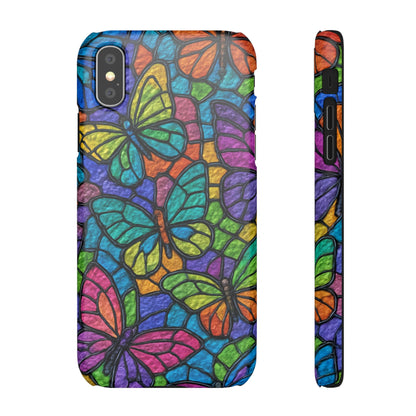 Psychedelic Butterfly Mosaic Phone Case, Trippy Hippie Butterflies,  Rainbow Stained-Glass Art Cover | Boho Festival Aesthetic Case