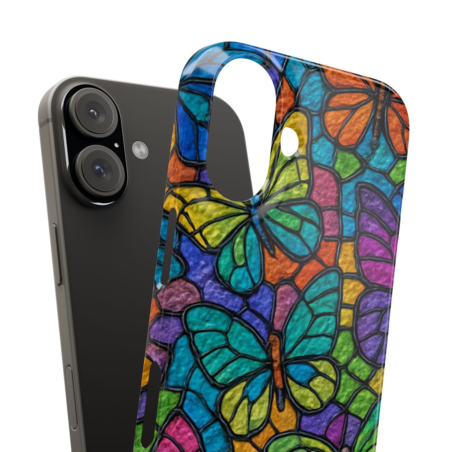 Psychedelic Butterfly Mosaic Phone Case, Trippy Hippie Butterflies,  Rainbow Stained-Glass Art Cover | Boho Festival Aesthetic Case