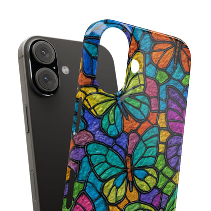 Psychedelic Butterfly Mosaic Phone Case, Trippy Hippie Butterflies,  Rainbow Stained-Glass Art Cover | Boho Festival Aesthetic Case
