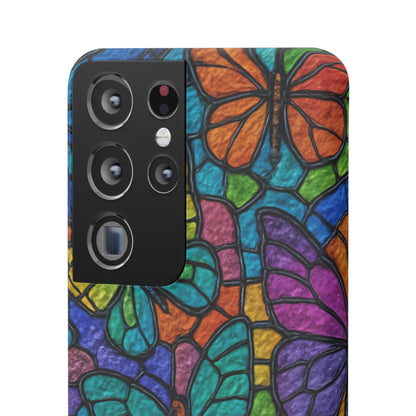 Psychedelic Butterfly Mosaic Phone Case, Trippy Hippie Butterflies,  Rainbow Stained-Glass Art Cover | Boho Festival Aesthetic Case