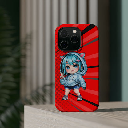 Phone Cases, Cute Chibi Girl in Cat Hoodie, Kawaii Anime Design, Protective Cover, Gift for Anime Fans, Cute Phone Accessories, Cat Lover