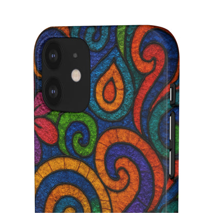 Psychedelic Hippie Phone Case, Boho Rainbow Retro 70s Groovy Art Cover