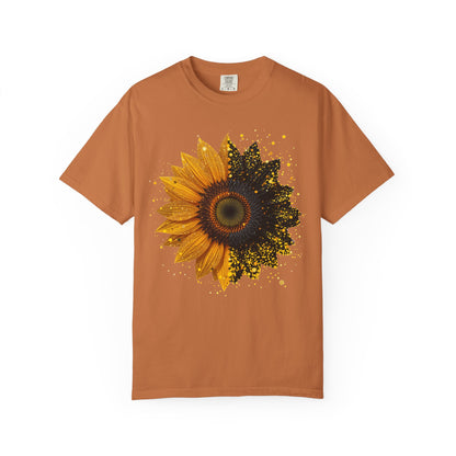 Sunflower Unisex Garment-Dyed T-shirt, Yellow Flower Tee, Floral Shirt, Botanical Top, Nature Lover Gift