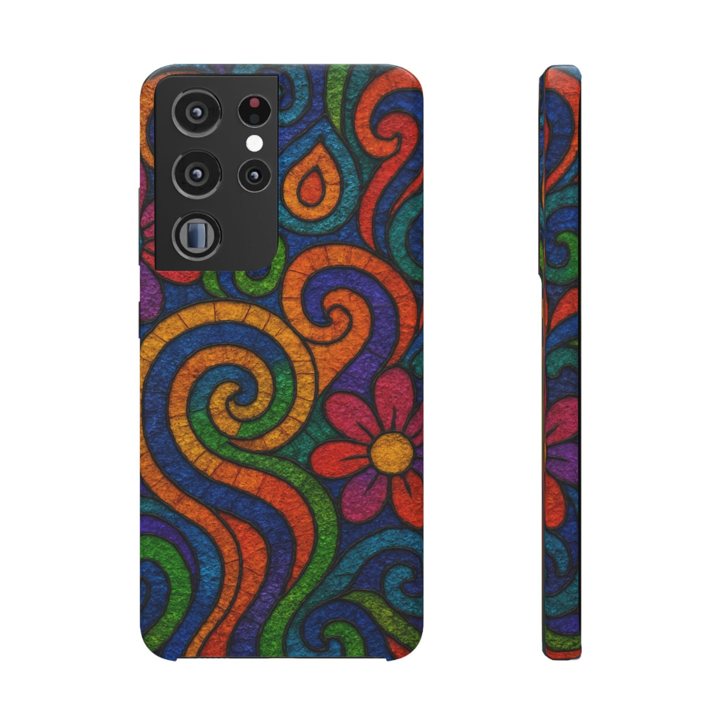 Psychedelic Hippie Phone Case, Boho Rainbow Retro 70s Groovy Art Cover