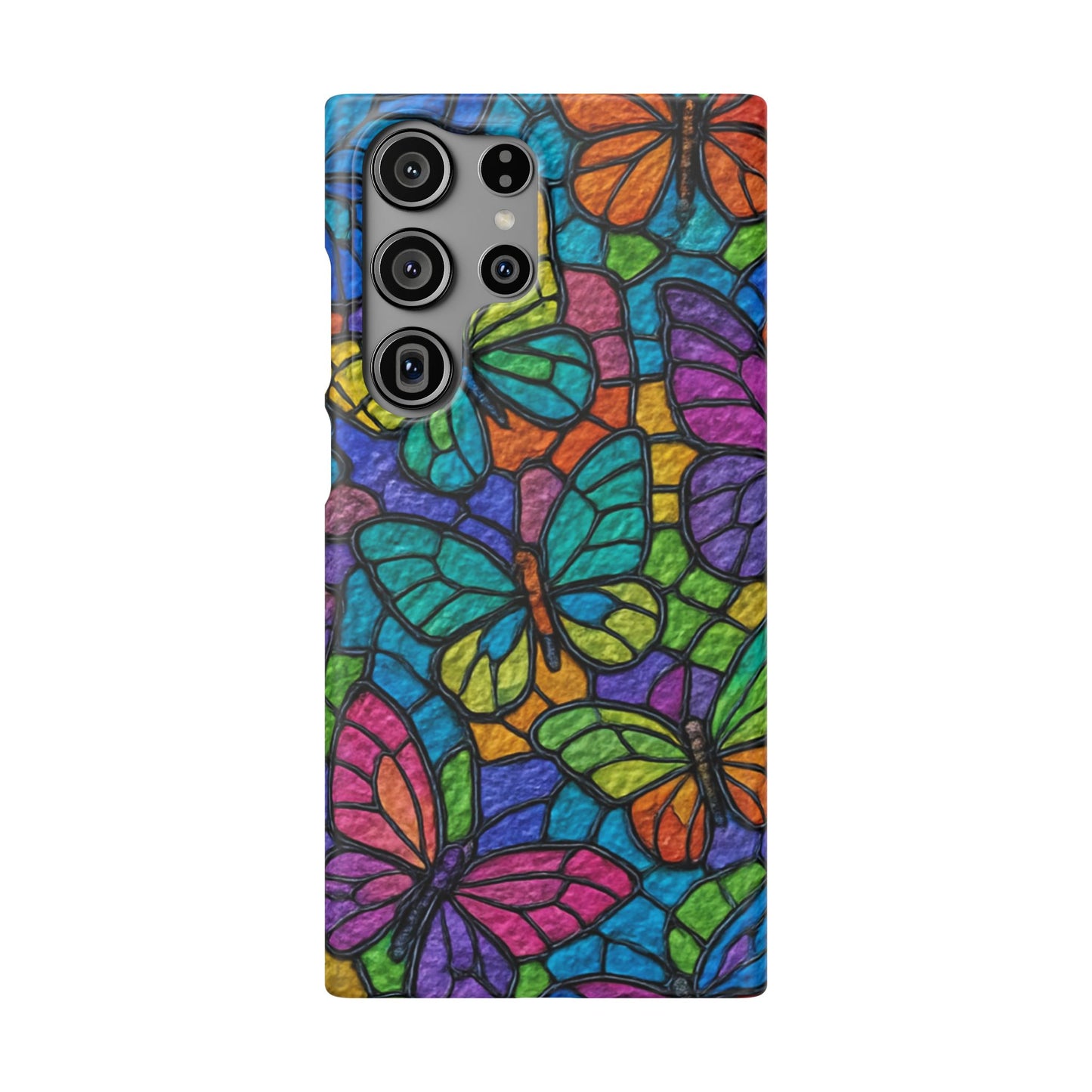 Psychedelic Butterfly Mosaic Phone Case, Trippy Hippie Butterflies,  Rainbow Stained-Glass Art Cover | Boho Festival Aesthetic Case