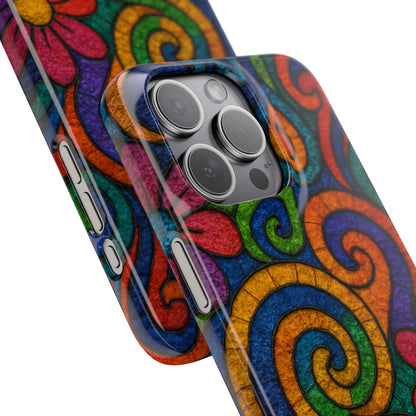 Psychedelic Hippie Phone Case, Boho Rainbow Retro 70s Groovy Art Cover