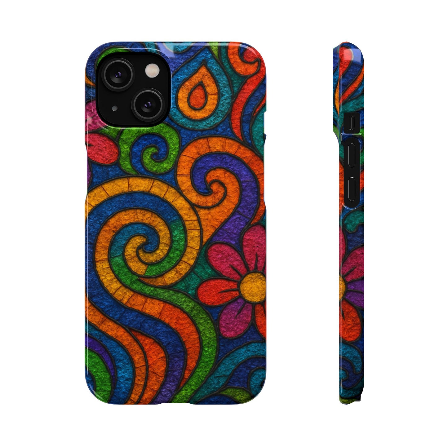 Psychedelic Hippie Phone Case, Boho Rainbow Retro 70s Groovy Art Cover