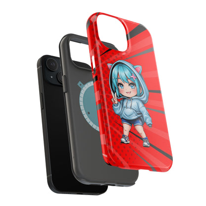 Phone Cases, Cute Chibi Girl in Cat Hoodie, Kawaii Anime Design, Protective Cover, Gift for Anime Fans, Cute Phone Accessories, Cat Lover