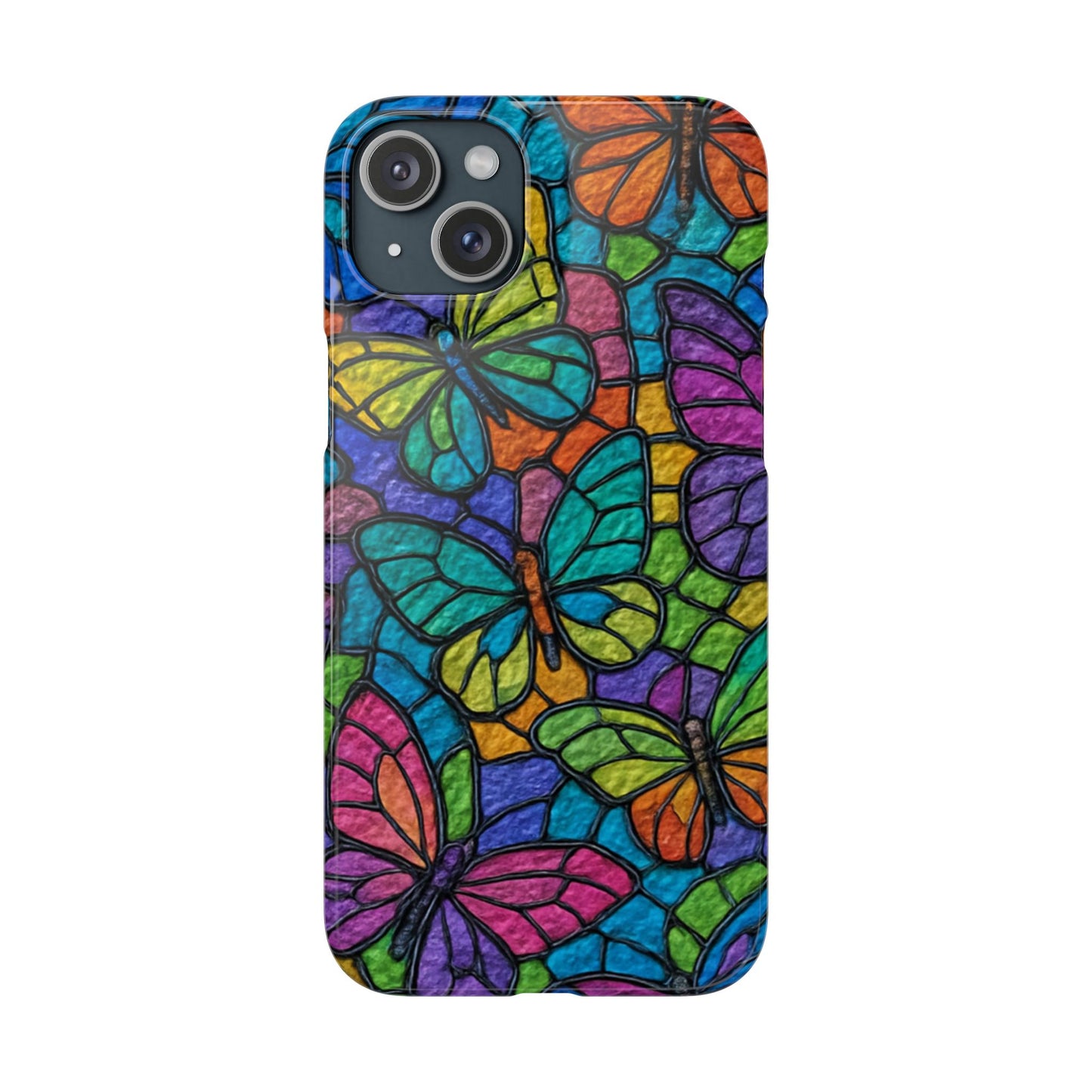 Psychedelic Butterfly Mosaic Phone Case, Trippy Hippie Butterflies,  Rainbow Stained-Glass Art Cover | Boho Festival Aesthetic Case