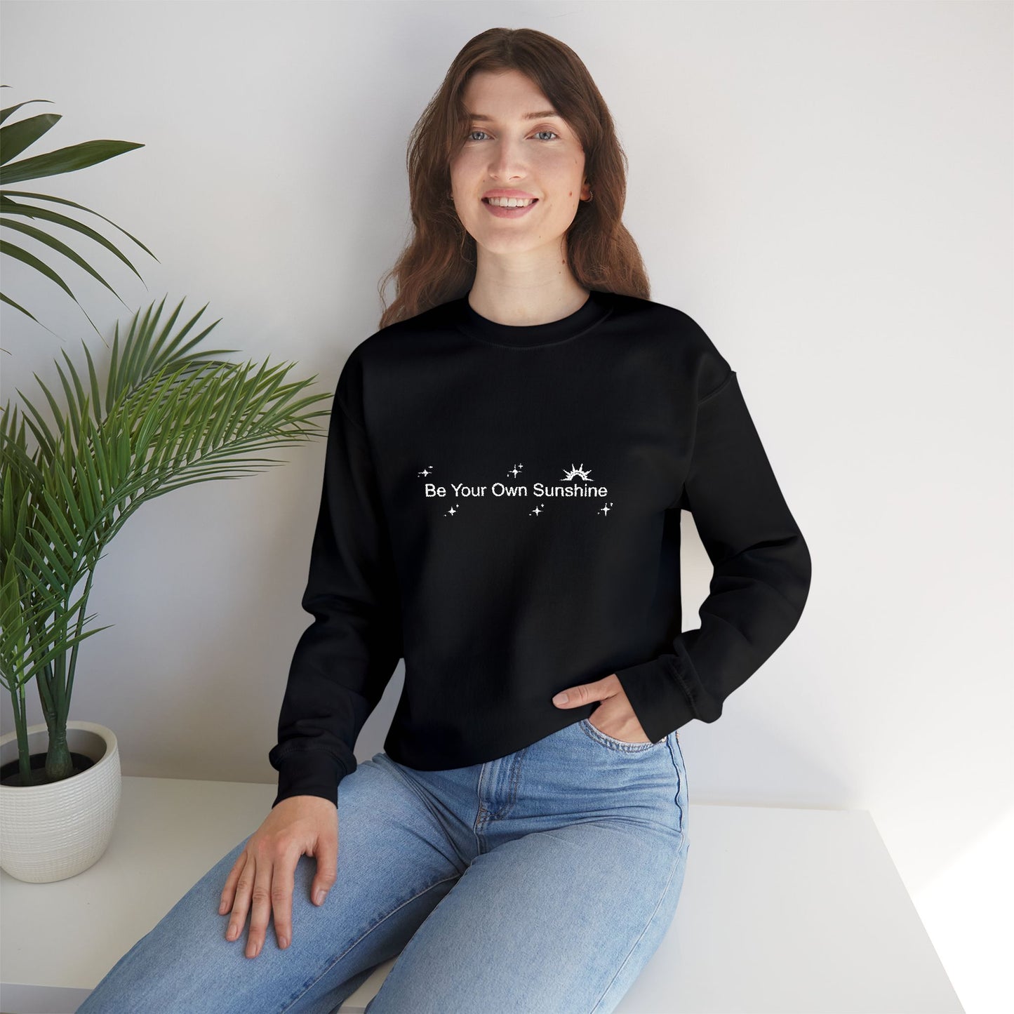 Embroided Crewneck Sweatshirt - Be Your Own Sunshine