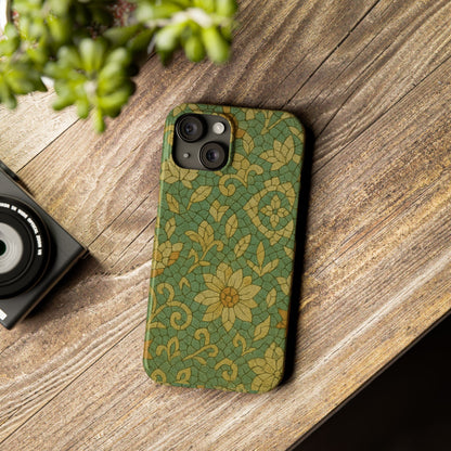 Slim Phone Cases Desert Bloom Boho Mosaic iPhone Case | Handcrafted Ceramic Tile Look | Warm Terracotta & Rose