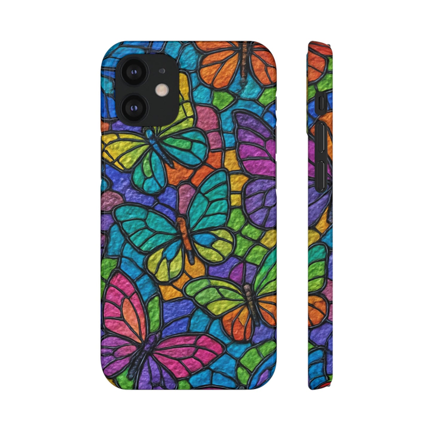 Psychedelic Butterfly Mosaic Phone Case, Trippy Hippie Butterflies,  Rainbow Stained-Glass Art Cover | Boho Festival Aesthetic Case