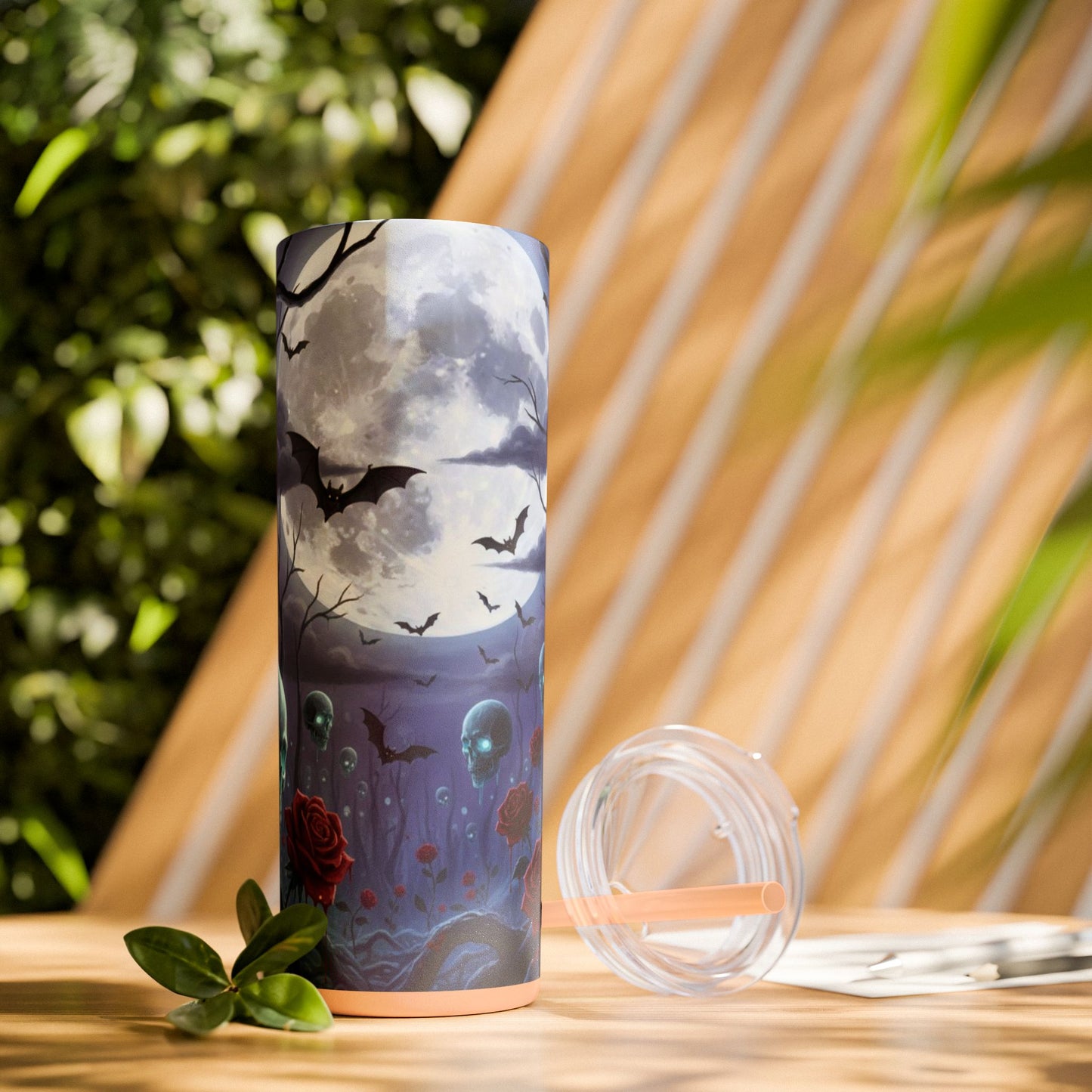 Rose Skull Skinny Tumbler, 20oz