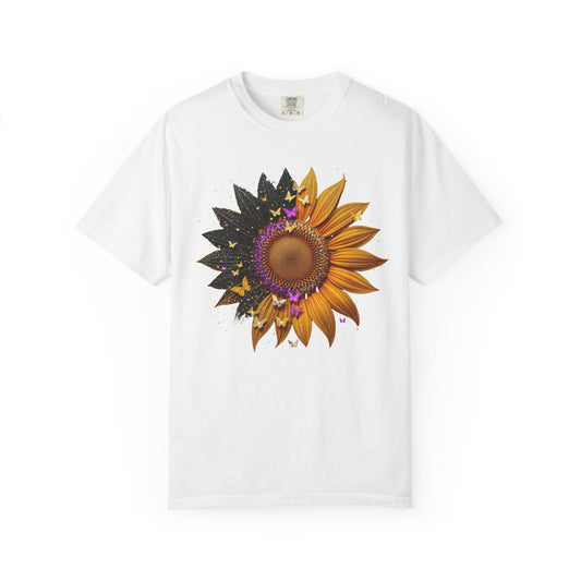 Sunflower Unisex Garment-Dyed T-shirt, Yellow Flower Tee, Floral Shirt, Botanical Top, Nature Lover Gift