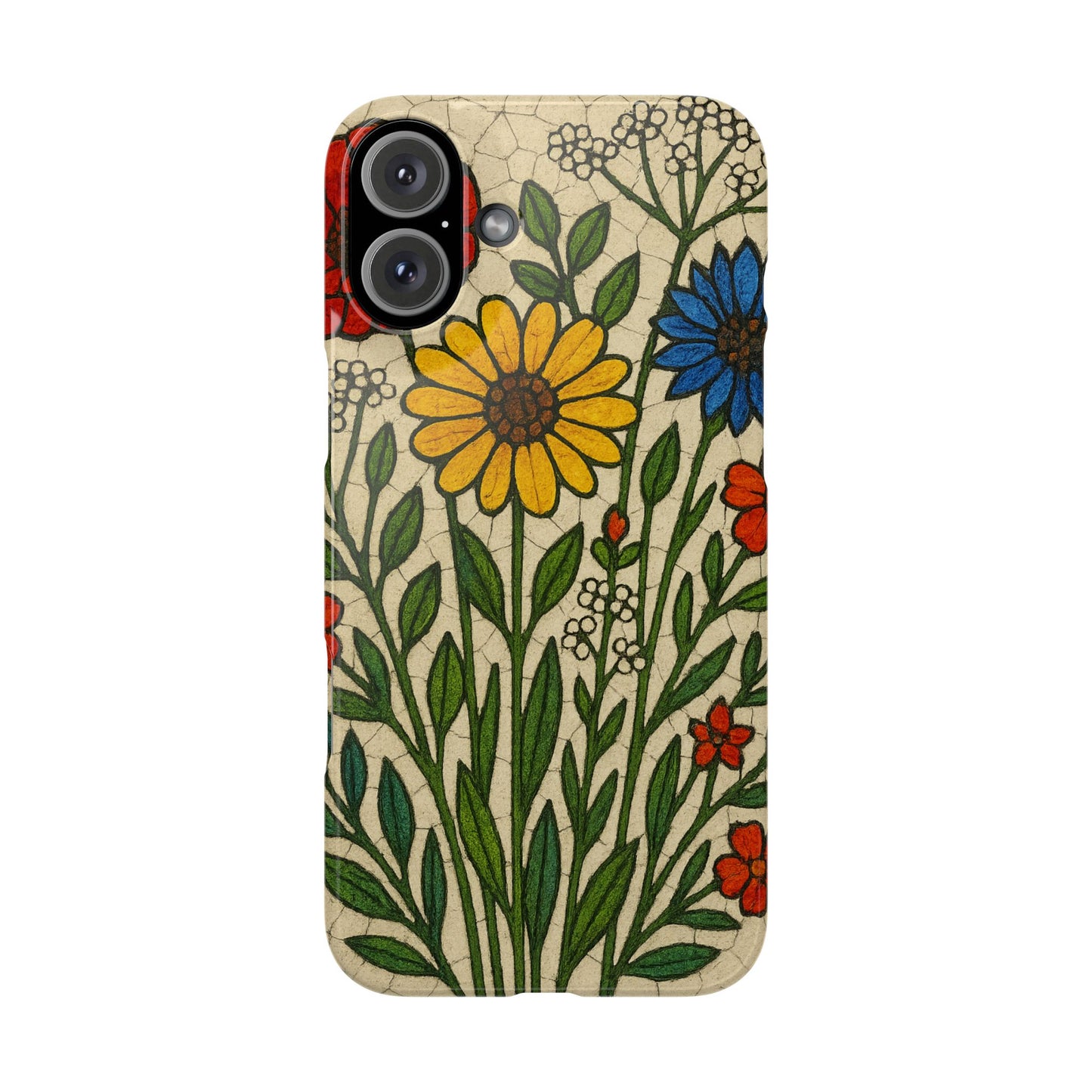 Slim Phone Cases Wildflower Mosaic Floral Art | Colorful Stained Glass Flowers | Boho Botanical