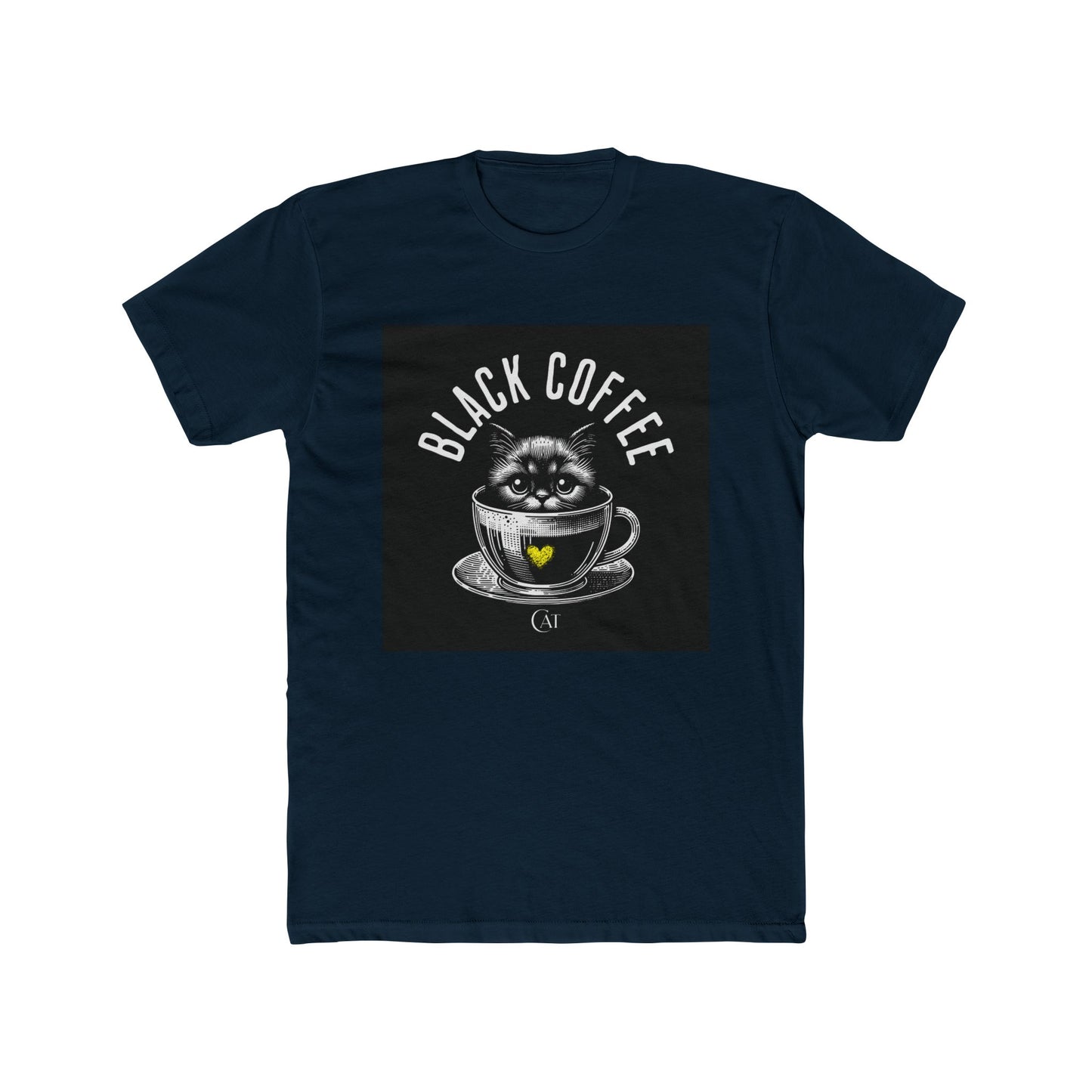 Unisex Cotton Crew Tee Black coffee cat