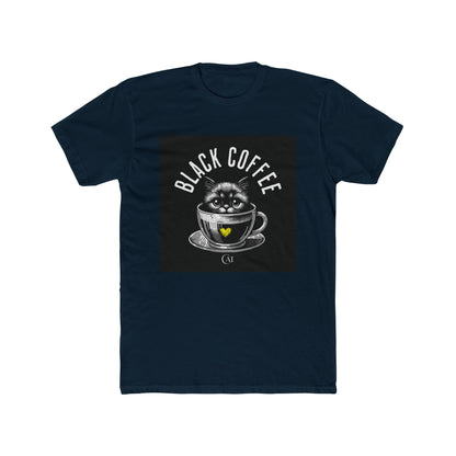 Unisex Cotton Crew Tee Black coffee cat