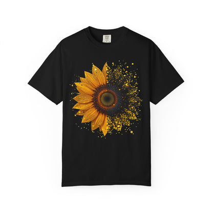 Sunflower Unisex Garment-Dyed T-shirt, Yellow Flower Tee, Floral Shirt, Botanical Top, Nature Lover Gift