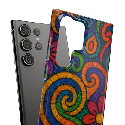 Psychedelic Hippie Phone Case, Boho Rainbow Retro 70s Groovy Art Cover