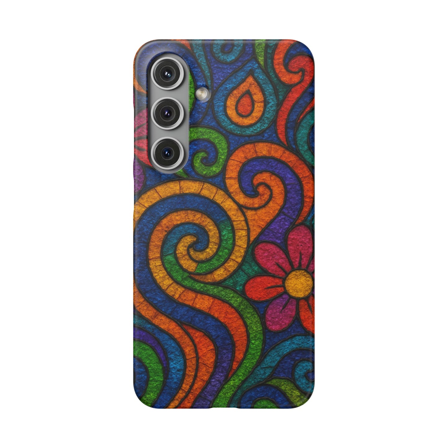 Psychedelic Hippie Phone Case, Boho Rainbow Retro 70s Groovy Art Cover
