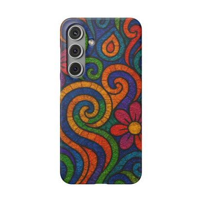 Psychedelic Hippie Phone Case, Boho Rainbow Retro 70s Groovy Art Cover