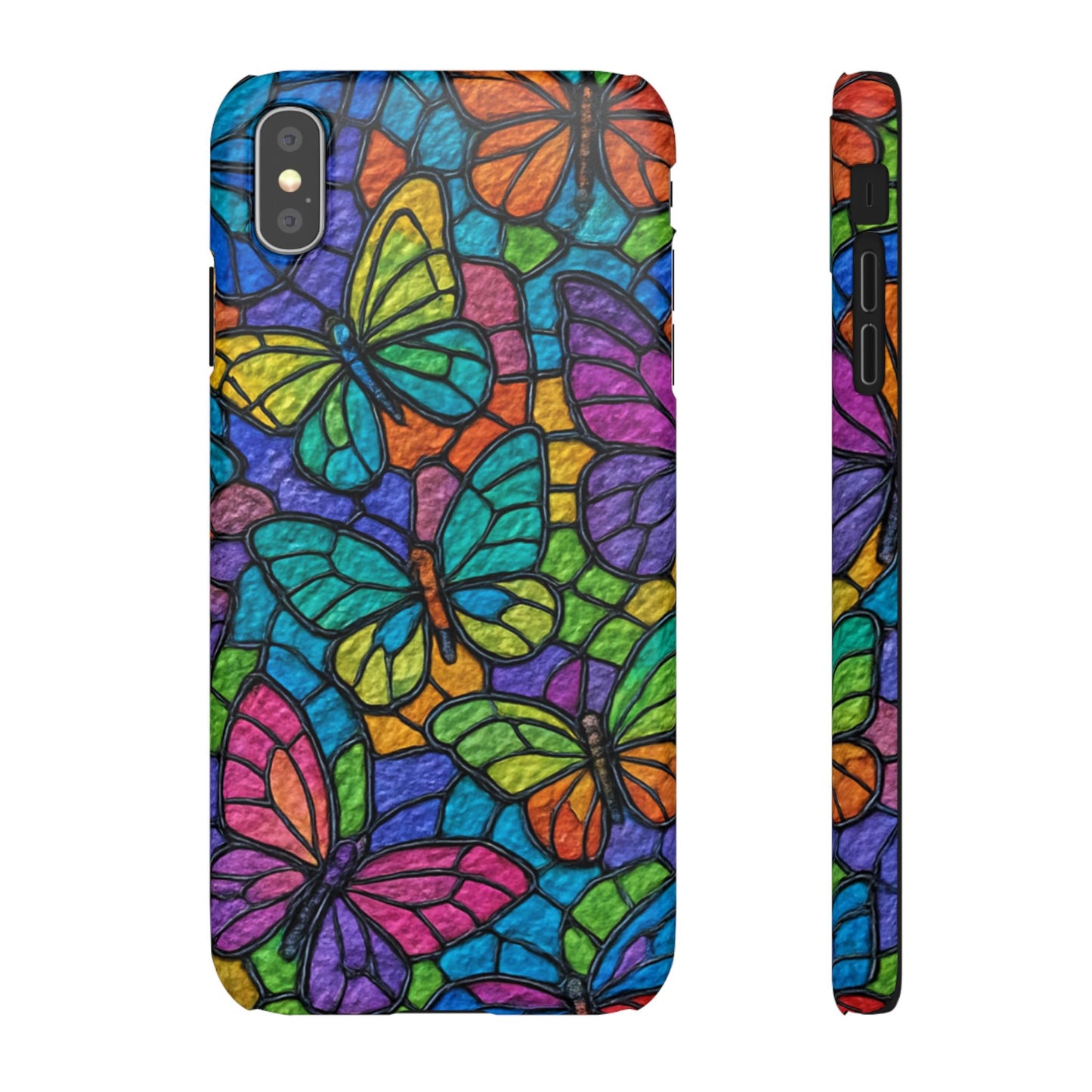 Psychedelic Butterfly Mosaic Phone Case, Trippy Hippie Butterflies,  Rainbow Stained-Glass Art Cover | Boho Festival Aesthetic Case