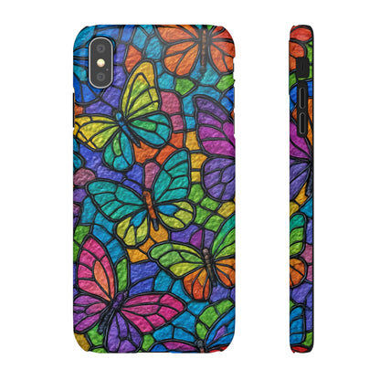 Psychedelic Butterfly Mosaic Phone Case, Trippy Hippie Butterflies,  Rainbow Stained-Glass Art Cover | Boho Festival Aesthetic Case