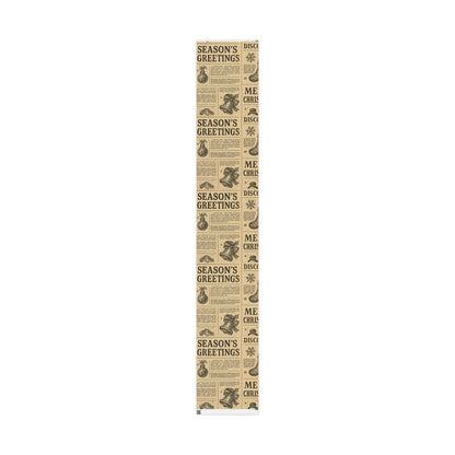Wrapping Papers Vintage Newspaper Christmas Wrapping Paper | Black & White Retro Holiday Gift Wrap
