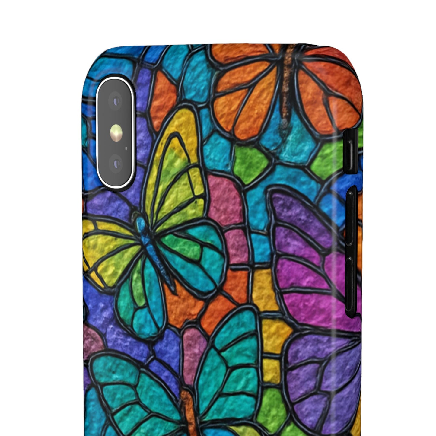 Psychedelic Butterfly Mosaic Phone Case, Trippy Hippie Butterflies,  Rainbow Stained-Glass Art Cover | Boho Festival Aesthetic Case