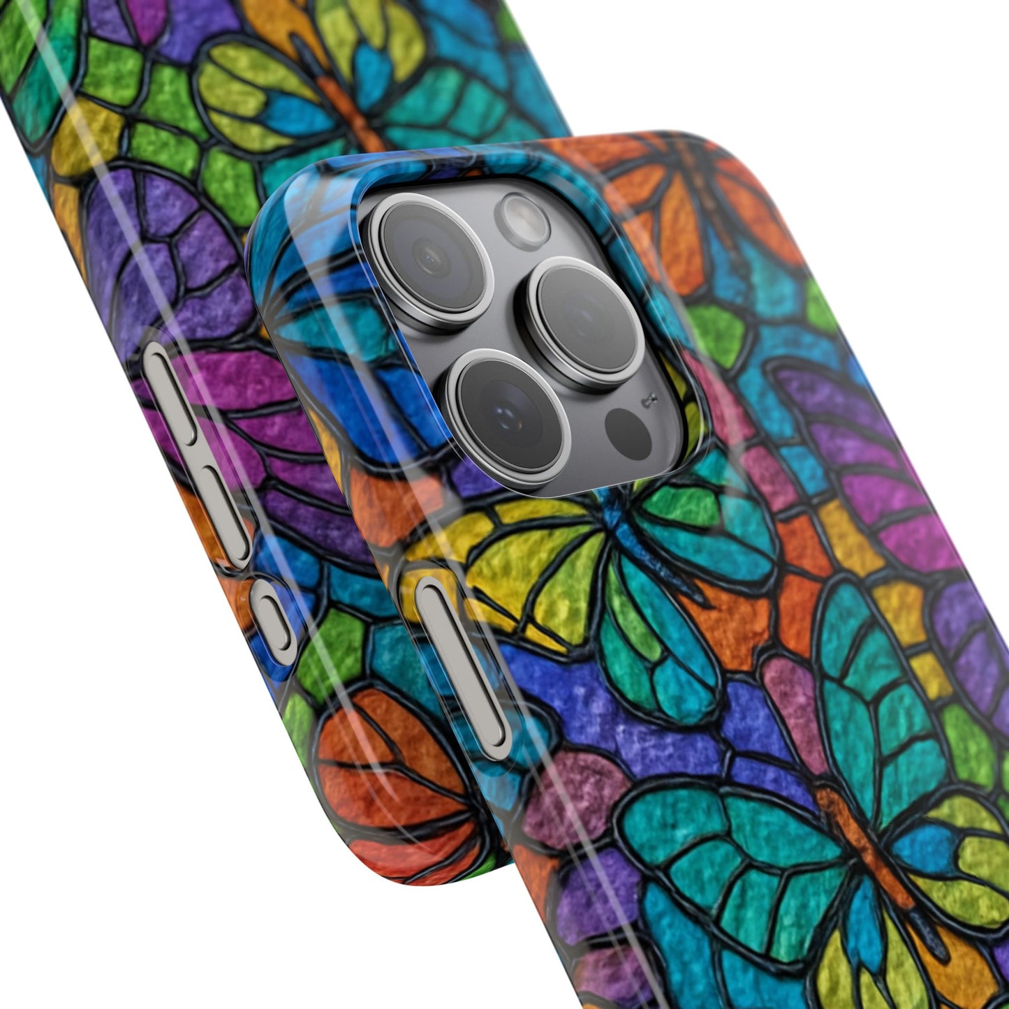 Psychedelic Butterfly Mosaic Phone Case, Trippy Hippie Butterflies,  Rainbow Stained-Glass Art Cover | Boho Festival Aesthetic Case