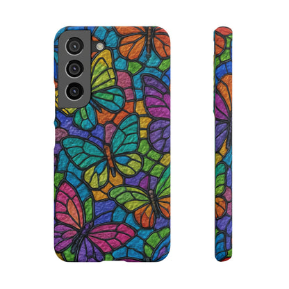 Psychedelic Butterfly Mosaic Phone Case, Trippy Hippie Butterflies,  Rainbow Stained-Glass Art Cover | Boho Festival Aesthetic Case